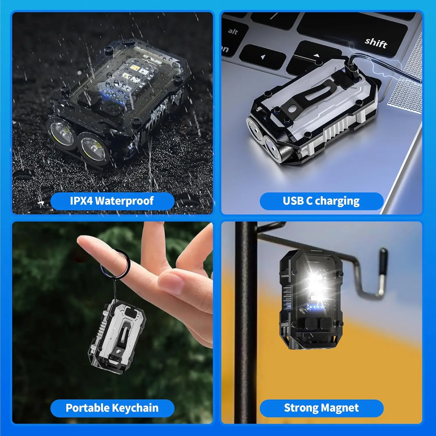 Mini COB Keychain Flashlight,C - Fishing Light ulasan dan harga